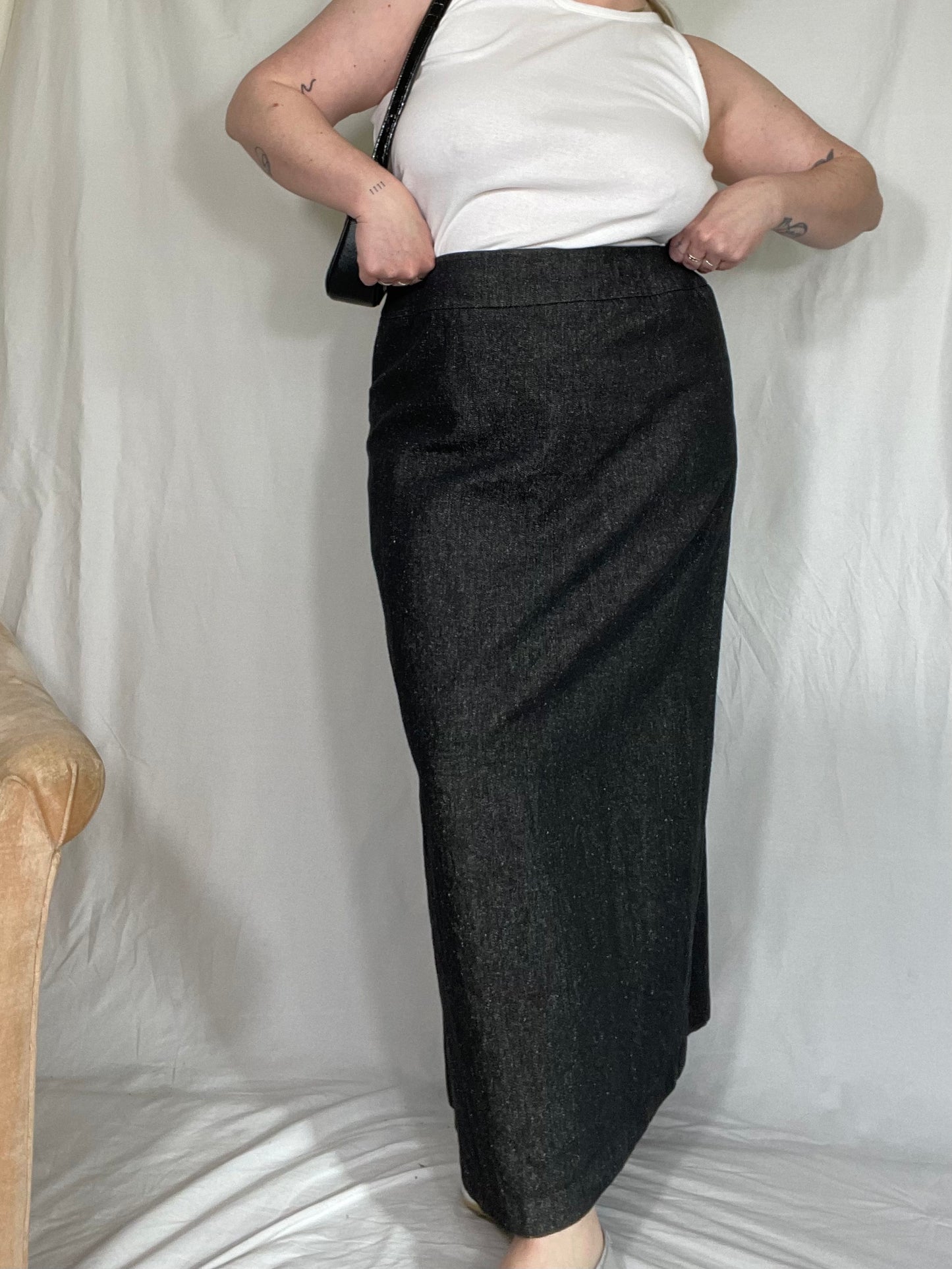 Y2K Denim-Like Midi Skirt