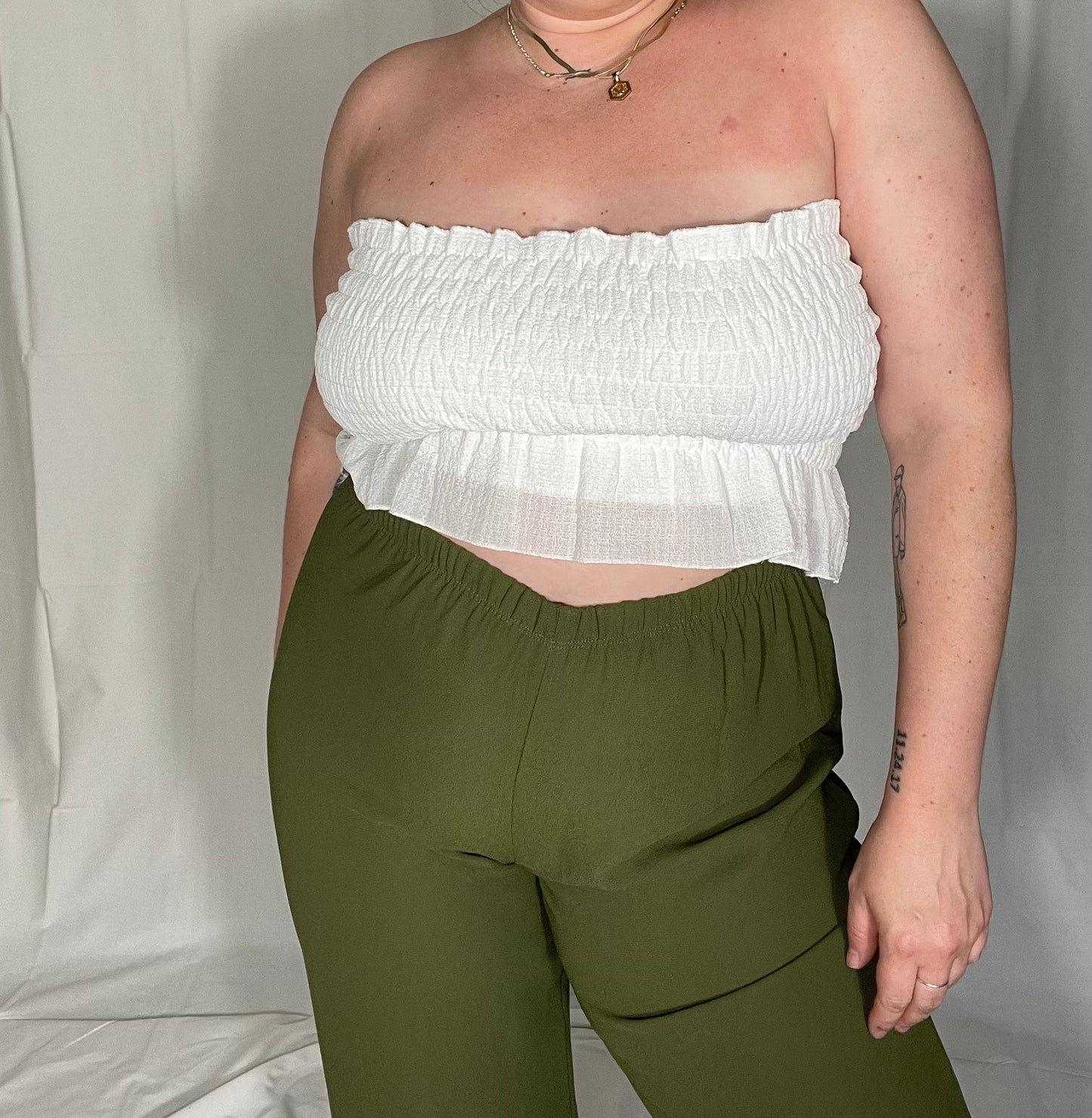 Green Chiffon Crop Pant