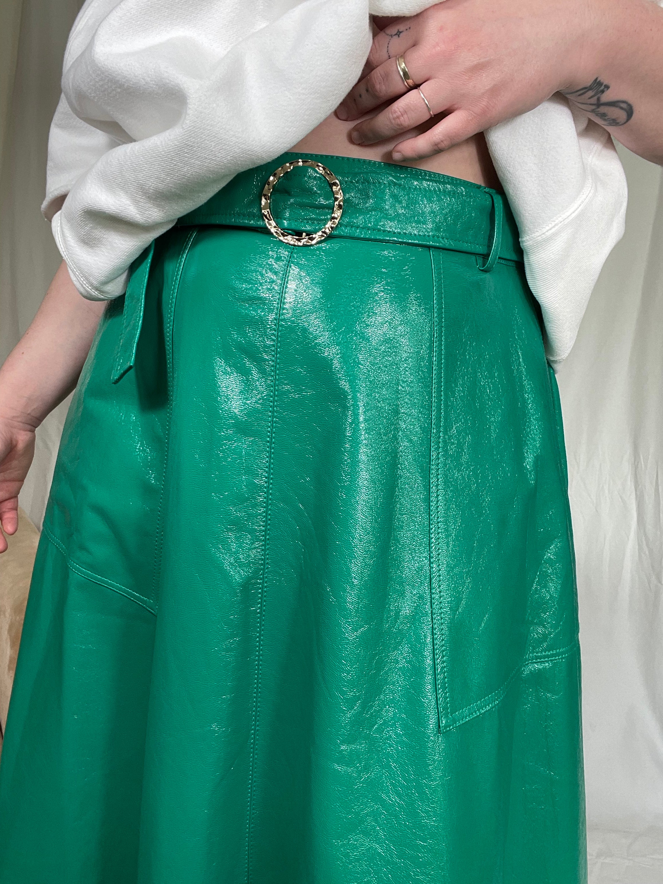 Green leather clearance skirt topshop