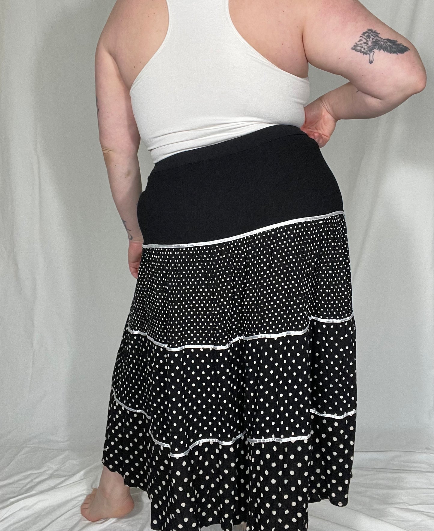 Vintage Rayon Textured Midi Skirt